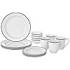 HANDMADE CERAMIC DINNERWARE SET (WHITE,16 PIECES)Floral
