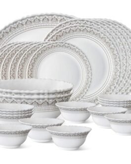 Classic Ceramic Dinner Set | 27 Piece for Family of 6 | Microwave & Dishwasher Safe | Bone-Ash Free | Crockery Set for Dining & Gifting | Plates & Bowls | White