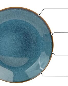 Ceramic Plates Set |Serving for 4, Microwave and Dishwasher Safe, Bone-ash Free, Full Plate Set Crockery for Dining and Gifting, Greenish Blue