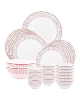 FLORAL CERAMIC DINNER SET- Set of 33 Pcs, Pink
