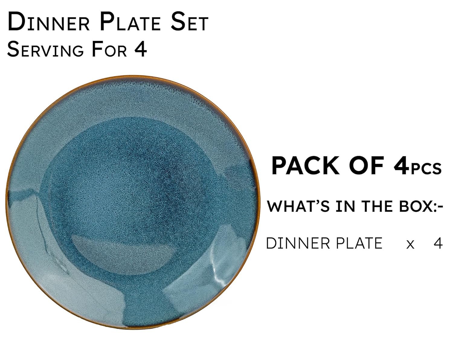Ceramic Plates Set |Serving for 4, Microwave and Dishwasher Safe, Bone-ash Free, Full Plate Set Crockery for Dining and Gifting, Greenish Blue - Image 6